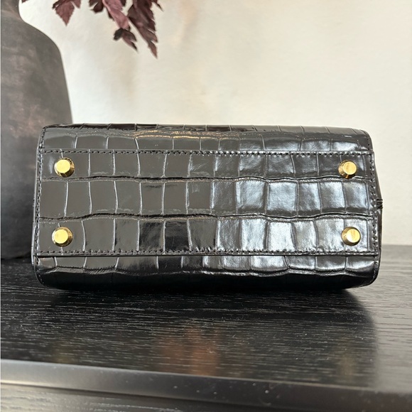 Veronica Beard Croc-Embossed Crest Lock Bag - Picture 6 of 12